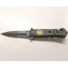 7 inch Lock Knive Action Tactical Rescue Knives P-530-B-SNP (One Shot One Kill) Sniper (Black)