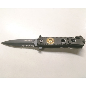7 inch Lock Knive Action Tactical Rescue Knives P-530-B-SNP (One Shot One Kill) Sniper (Black)