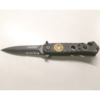 7 inch Lock Knive Action Tactical Rescue Knives P-530-B-SNP (One Shot One Kill) Sniper (Black)