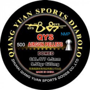 QYS Qiang Yuan Sports FT Domed Airgun pellets .177 calibre 4.49mm 9.56 grains tub of 500 Heavy Qiang Yuan Sports, DOMED AIR GUN PELLET