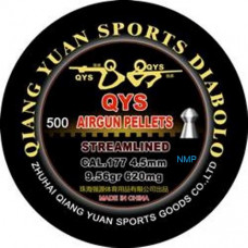 QYS Qiang Yuan Sports FT STREAMLINED Airgun pellets .177 calibre 4.49mm 9.56 grains tub of 500 Heavy Qiang Yuan Sports, DOMED AIR GUN PELLET