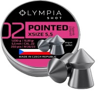 Olympia Shot Pellets POINTED with a pointed head .22 calibre 15.89 grain tin of 250