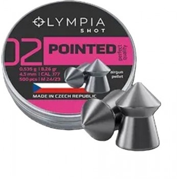Olympia Shot Pellets POINTED with a pointed head .177 calibre 8.26 grain tin of 500